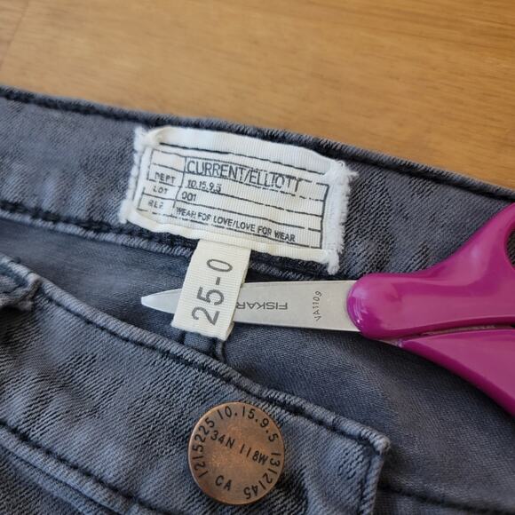 Current Elliott The Stiletto Grey Subtle Leopard Print Jean Y2K 25 - Picture 5 of 13